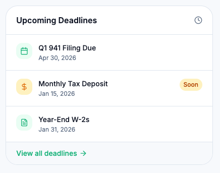 Payroll deadline widget